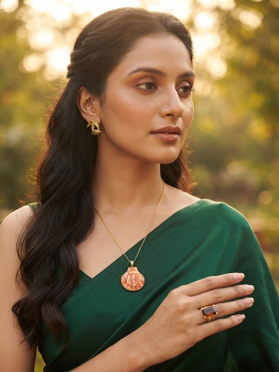 Chakralācī | Star Anise Fragment & Cardamom Gold Botanical Stud Earrings in 22k Gold Plated