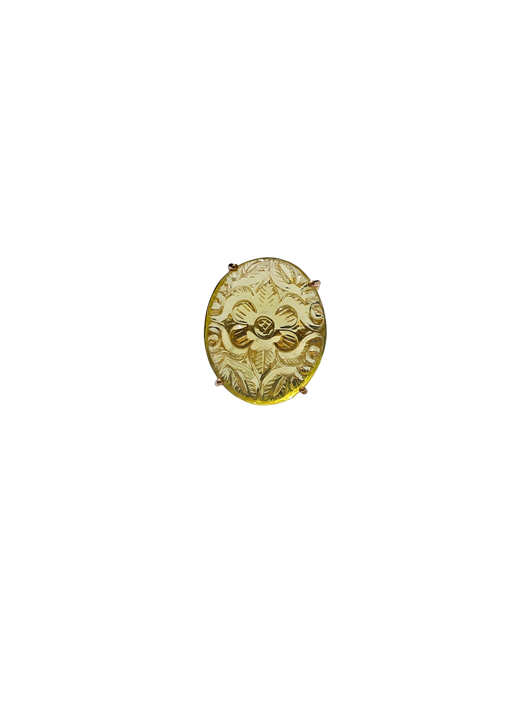Citrāpuṣpa | Carved Lemon Quartz Floral Cocktail Ring in 22k Gold Plated