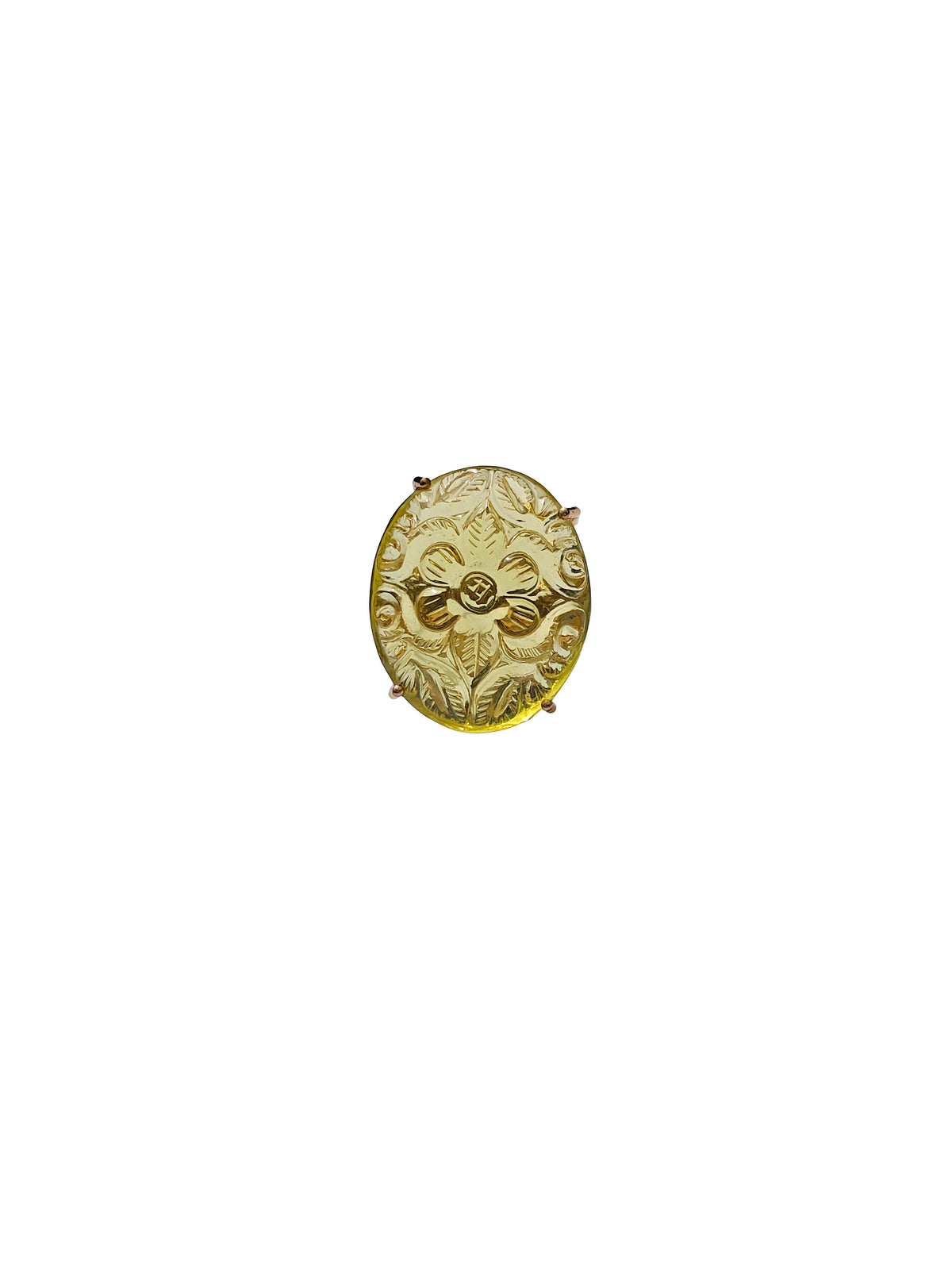Citrāpuṣpa | Carved Lemon Quartz Floral Cocktail Ring in 22k Gold Plated