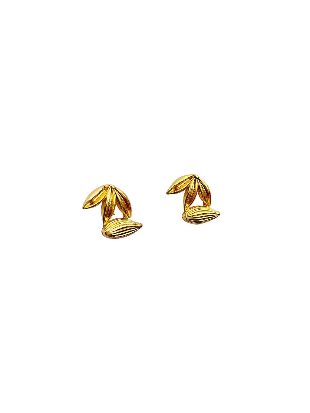Chakralācī | Star Anise Fragment & Cardamom Gold Botanical Stud Earrings in 22k Gold Plated