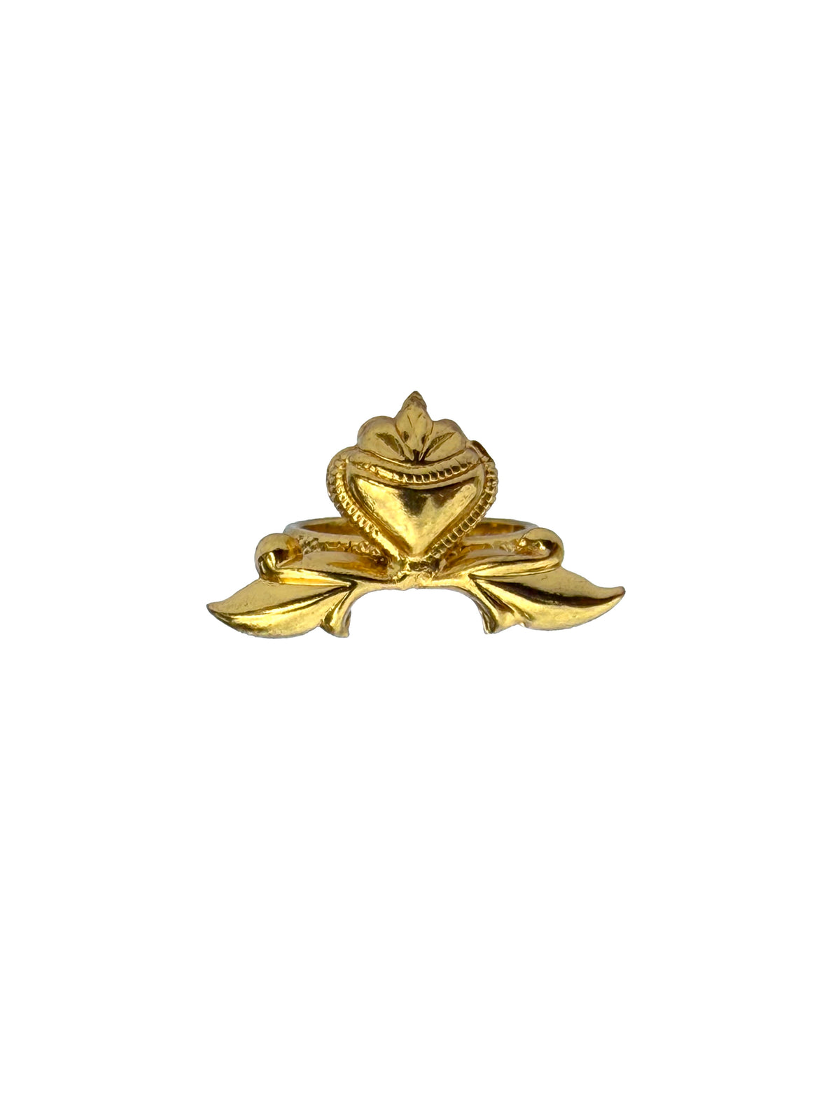 Hridayapalasha | Sacred Heart & Gold Leaf Wing Cocktail Ring in 22k Gold Plated