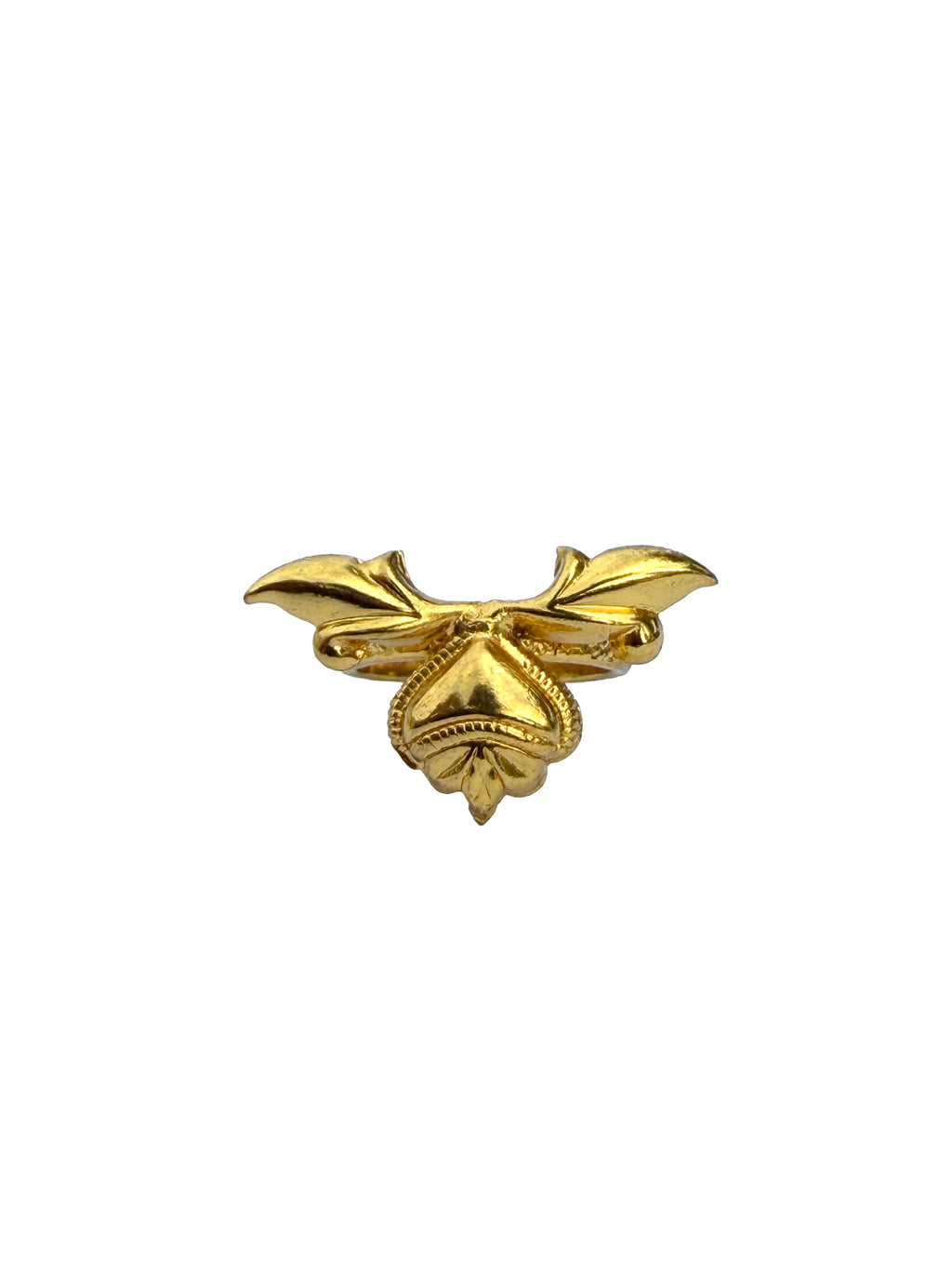 Hridayapalasha | Sacred Heart & Gold Leaf Wing Cocktail Ring in 22k Gold Plated