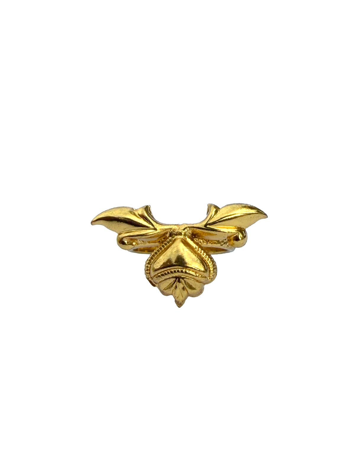 Hridayapalasha | Sacred Heart & Gold Leaf Wing Cocktail Ring in 22k Gold Plated