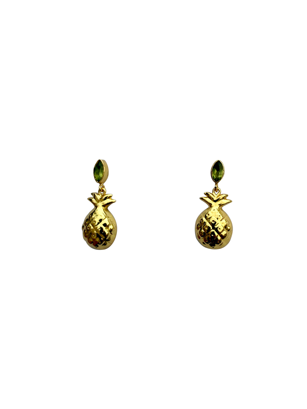 Ananaspriya | Peridot & Gold Pineapple Drop Earrings in 22k Gold Plated