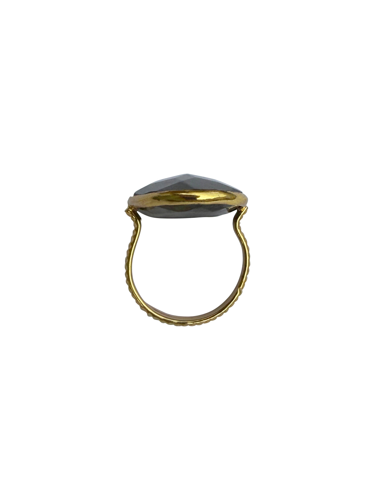 Nabhaśilā | Labradorite Oval Cabochon Statement Ring in 22k Gold Plated