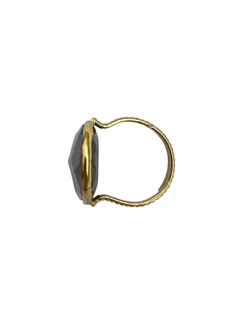 Nabhaśilā | Labradorite Oval Cabochon Statement Ring in 22k Gold Plated