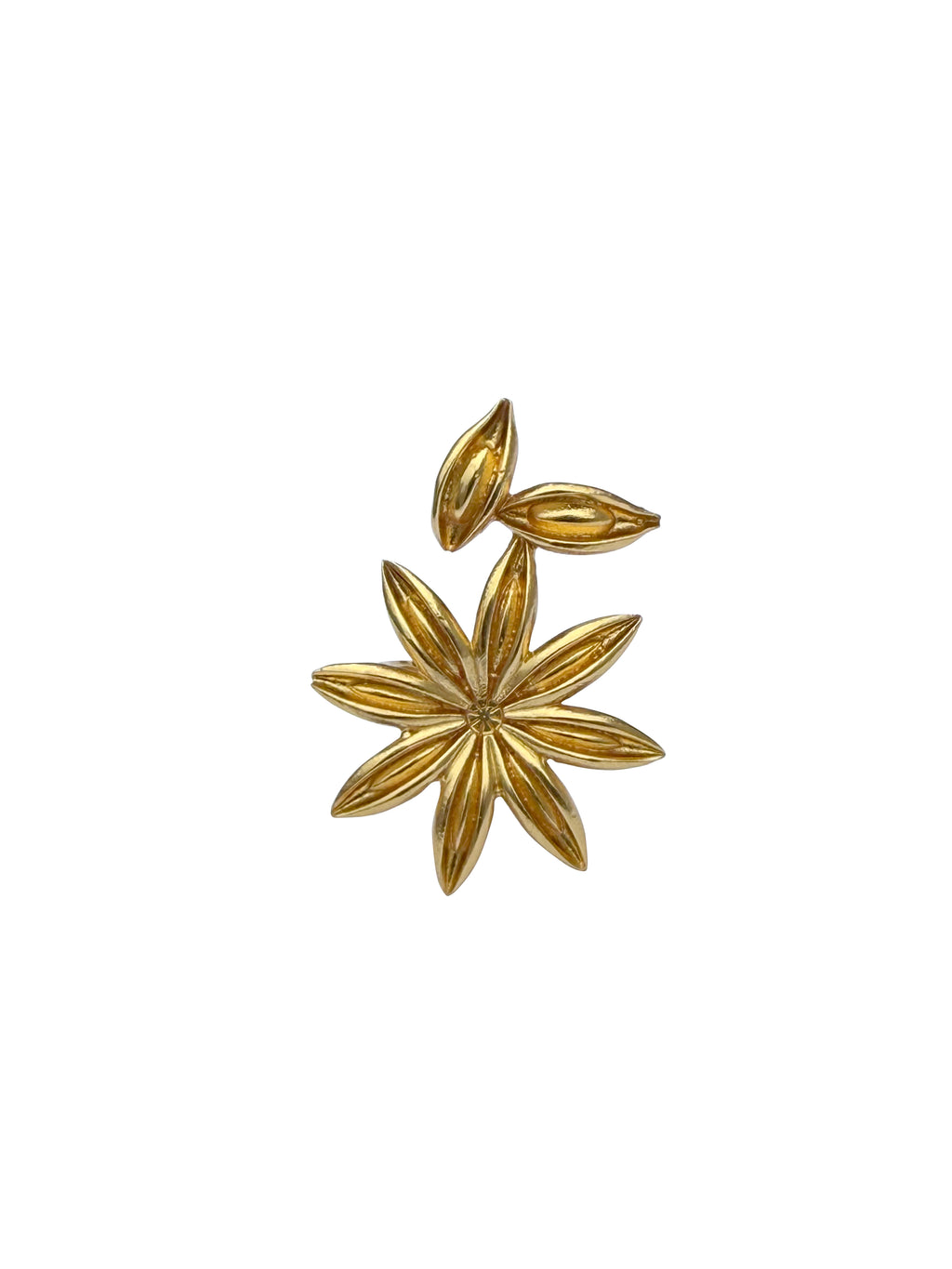 Chakraelā | Star Anise & Cardamom Gold Botanical Cocktail Ring in 22k Gold Plated