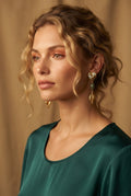 Hṛdmañjarī | Sapphire & Gold Heart Stud Drop Earrings in 22k Gold Plated