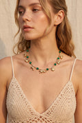Vanaratna Haar | Green Onyx & Gold Wildlife Charm Bar Chain Necklace